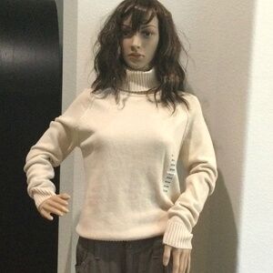 NWT Vintage 1990s Jeanne Pierre minimalist creamy light beige heather sweater